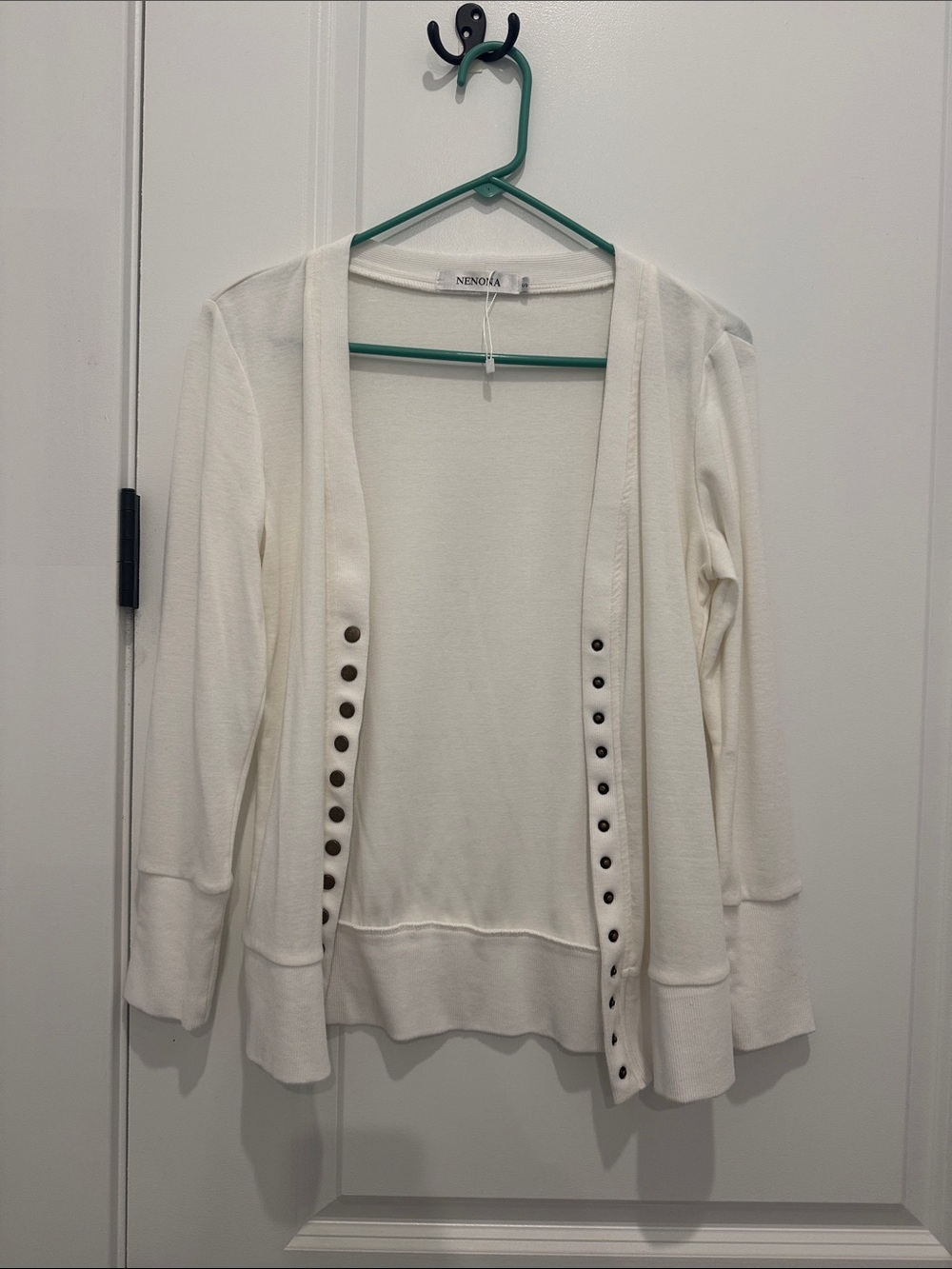 Ninova Cream Open-Front Snap-Accent Women's Sweater